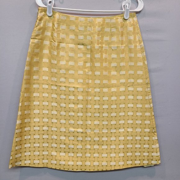 Burberry Skirt Silk Gold A Line Prorsum Runway Midi Made in Italy Womens 40 - Picture 3 of 8
